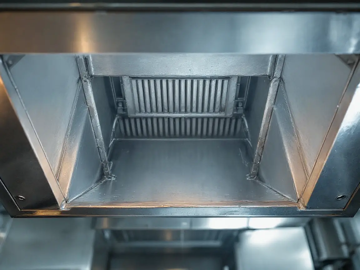 After: Hood plenum, cleaned to bare metal
